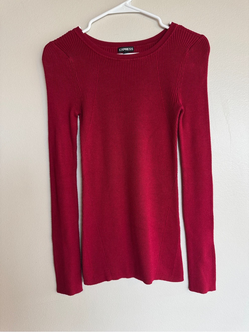 EXPRESS Red Ribbed Knit Long Sleeve Sweater Medium M